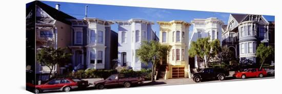 Cars Parked in Front of Victorian Houses, San Francisco, California, USA-null-Stretched Canvas