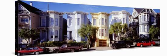 Cars Parked in Front of Victorian Houses, San Francisco, California, USA-null-Stretched Canvas