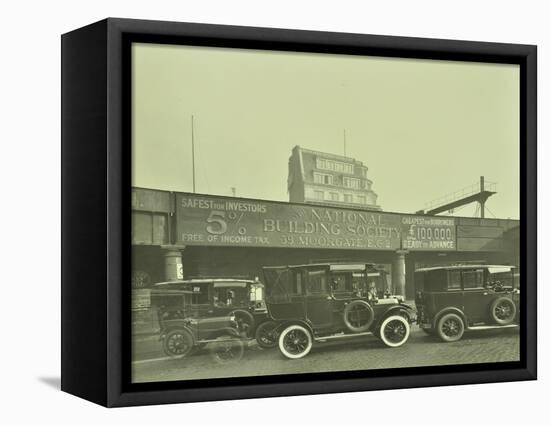 Cars Parked Outside London Bridge Station, 1931-null-Framed Stretched Canvas