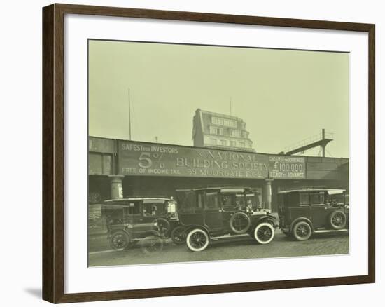 Cars Parked Outside London Bridge Station, 1931-null-Framed Photographic Print