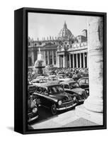 Cars Parking for Vatican Visit-null-Framed Stretched Canvas