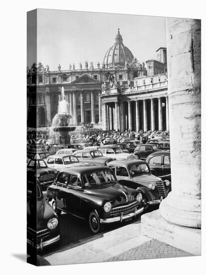 Cars Parking for Vatican Visit-null-Stretched Canvas