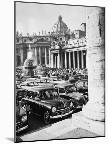 Cars Parking for Vatican Visit-null-Mounted Photographic Print