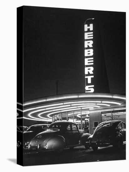 Cars Sitting Outside of a Drive-In Restaurant-Nina Leen-Stretched Canvas