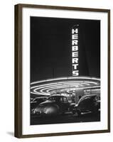 Cars Sitting Outside of a Drive-In Restaurant-Nina Leen-Framed Premium Photographic Print