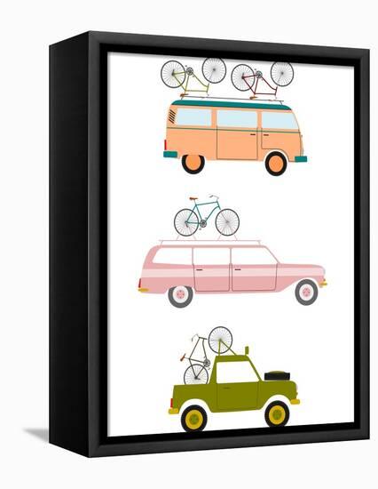 Cars Transporting Bicycles-Norbert Sobolewski-Framed Stretched Canvas