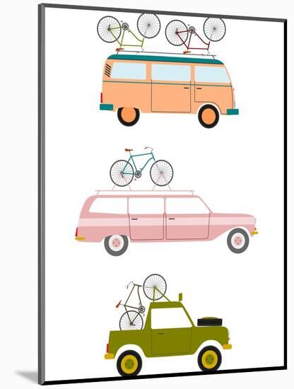 Cars Transporting Bicycles-Norbert Sobolewski-Mounted Art Print