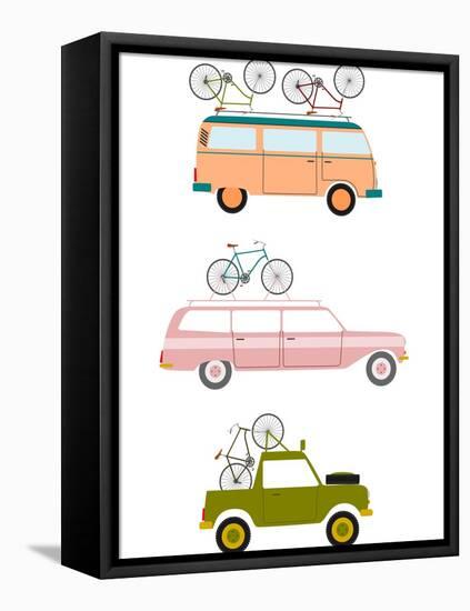 Cars Transporting Bicycles-Norbert Sobolewski-Framed Stretched Canvas