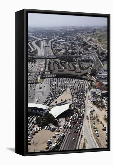 Cars Waiting to Cross United States-Mexico Border-null-Framed Stretched Canvas