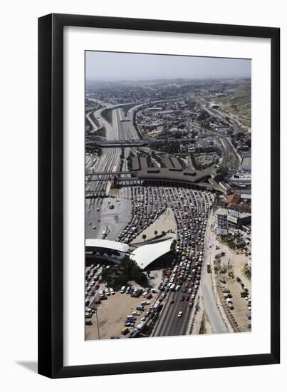 Cars Waiting to Cross United States-Mexico Border-null-Framed Photographic Print