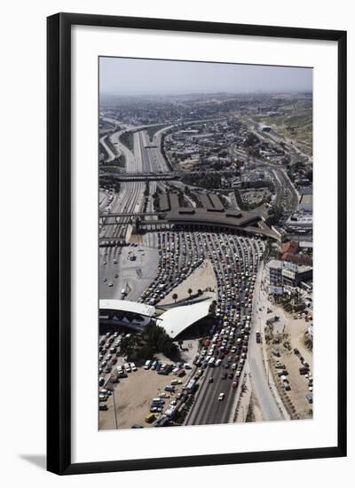 Cars Waiting to Cross United States-Mexico Border-null-Framed Photographic Print