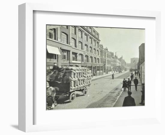 Cart Laden with Sacks, Mansell Street, Stepney, London, 1914-null-Framed Photographic Print