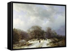 Cart on a Snowy Track-Barend Cornelis Koekkoek-Framed Stretched Canvas