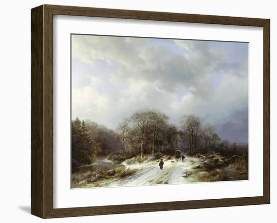 Cart on a Snowy Track-Barend Cornelis Koekkoek-Framed Giclee Print