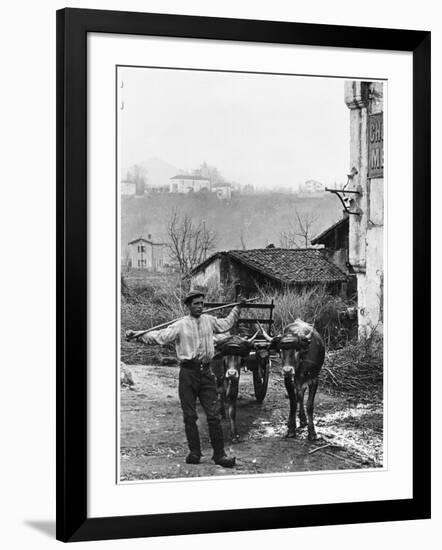 Cart Pulled by Two Oxen in the Basque Country, c. 1900-Ouvrard-Framed Giclee Print