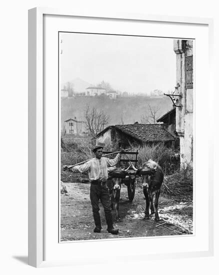 Cart Pulled by Two Oxen in the Basque Country, c. 1900-Ouvrard-Framed Giclee Print