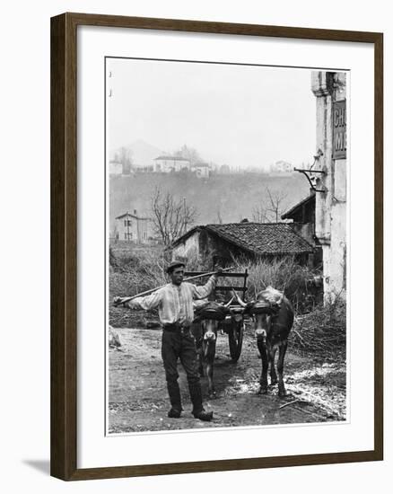 Cart Pulled by Two Oxen in the Basque Country, c. 1900-Ouvrard-Framed Giclee Print