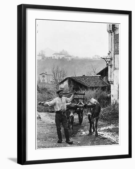 Cart Pulled by Two Oxen in the Basque Country, c. 1900-Ouvrard-Framed Giclee Print