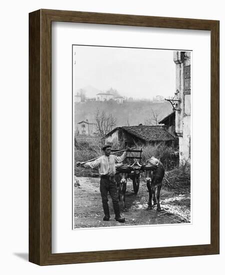 Cart Pulled by Two Oxen in the Basque Country, c. 1900-Ouvrard-Framed Giclee Print