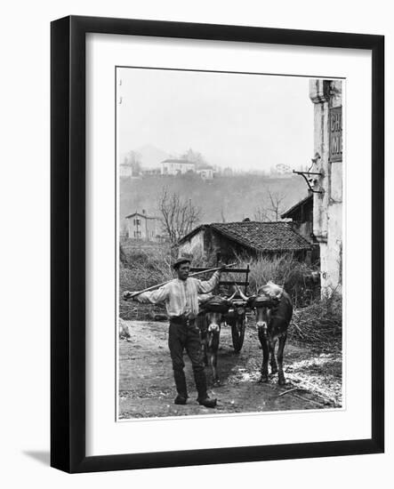 Cart Pulled by Two Oxen in the Basque Country, c. 1900-Ouvrard-Framed Giclee Print