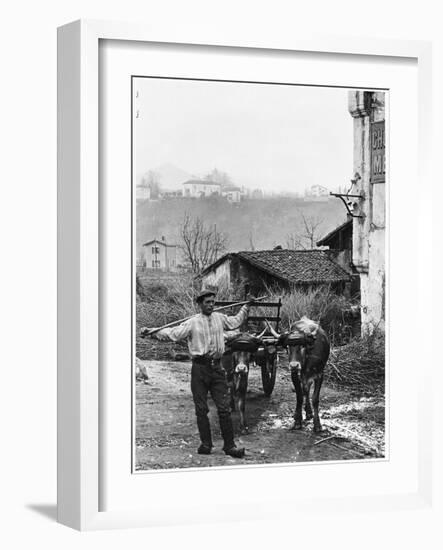 Cart Pulled by Two Oxen in the Basque Country, c. 1900-Ouvrard-Framed Giclee Print