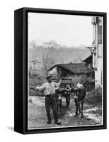 Cart Pulled by Two Oxen in the Basque Country, c. 1900-Ouvrard-Framed Stretched Canvas