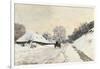 Cart. Route in the Snow, near Honfleur-Claude Monet-Framed Art Print