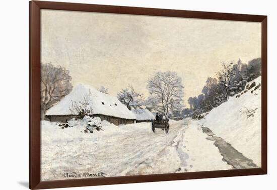 Cart. Route in the Snow, near Honfleur-Claude Monet-Framed Art Print