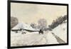 Cart. Route in the Snow, near Honfleur-Claude Monet-Framed Art Print