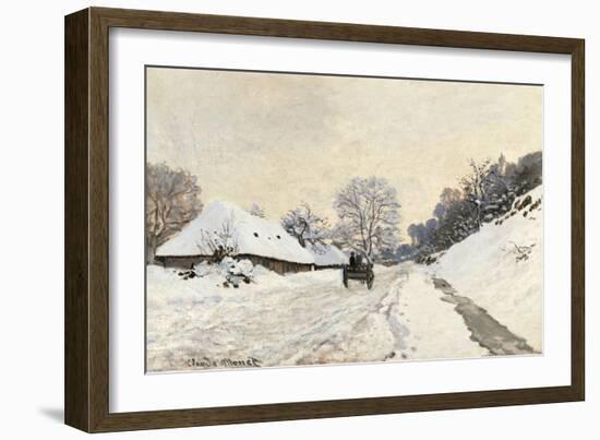 Cart. Route in the Snow, near Honfleur-Claude Monet-Framed Art Print