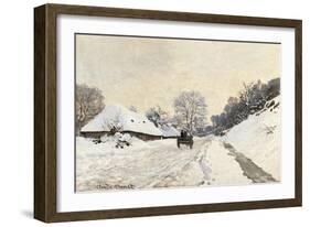 Cart. Route in the Snow, near Honfleur-Claude Monet-Framed Art Print