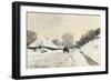 Cart. Route in the Snow, near Honfleur-Claude Monet-Framed Art Print