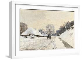 Cart. Route in the Snow, near Honfleur-Claude Monet-Framed Art Print