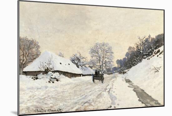 Cart. Route in the Snow, near Honfleur-Claude Monet-Mounted Art Print