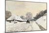Cart. Route in the Snow, near Honfleur-Claude Monet-Mounted Art Print