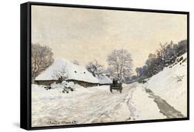 Cart. Route in the Snow, near Honfleur-Claude Monet-Framed Stretched Canvas