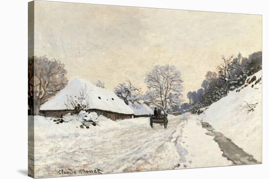 Cart. Route in the Snow, near Honfleur-Claude Monet-Stretched Canvas