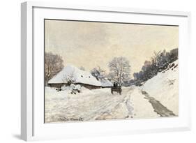 Cart. Route in the Snow, near Honfleur-Claude Monet-Framed Art Print