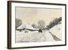 Cart. Route in the Snow, near Honfleur-Claude Monet-Framed Art Print