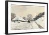 Cart. Route in the Snow, near Honfleur-Claude Monet-Framed Art Print