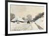 Cart. Route in the Snow, near Honfleur-Claude Monet-Framed Premium Giclee Print