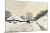 Cart. Route in the Snow, near Honfleur-Claude Monet-Mounted Premium Giclee Print