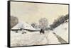 Cart. Route in the Snow, near Honfleur-Claude Monet-Framed Stretched Canvas