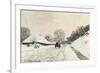 Cart. Route in the Snow, near Honfleur-Claude Monet-Framed Art Print