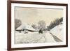 Cart. Route in the Snow, near Honfleur-Claude Monet-Framed Art Print