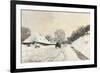 Cart. Route in the Snow, near Honfleur-Claude Monet-Framed Art Print