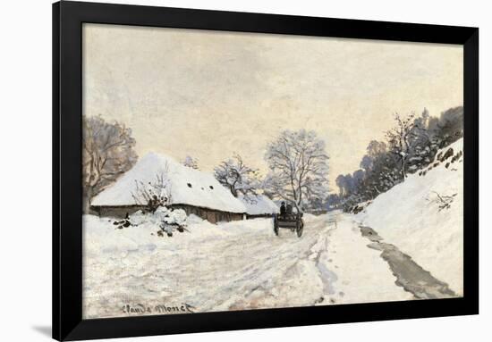 Cart. Route in the Snow, near Honfleur-Claude Monet-Framed Art Print