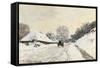 Cart. Route in the Snow, near Honfleur-Claude Monet-Framed Stretched Canvas