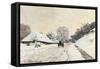 Cart. Route in the Snow, near Honfleur-Claude Monet-Framed Stretched Canvas