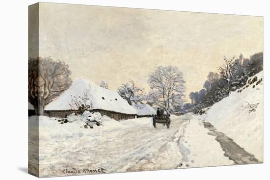 Cart. Route in the Snow, near Honfleur-Claude Monet-Stretched Canvas